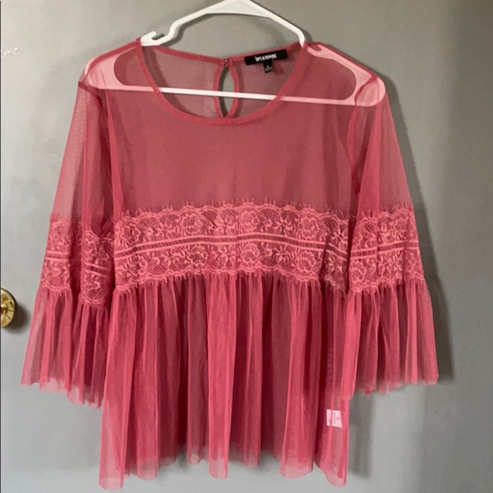 Mesh with lace top